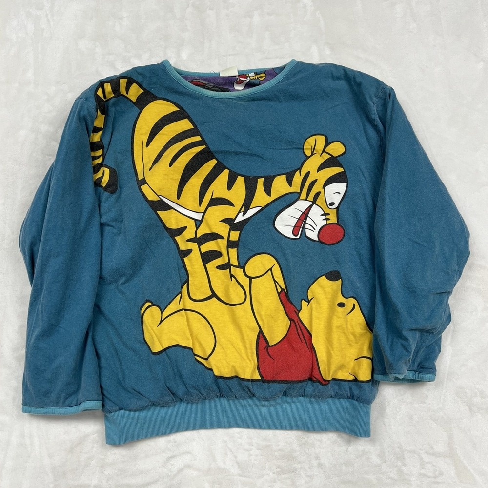 Disney Store Sweatshirt Unisex L Blue Tigger Winnie the Pooh Vintage Graphic